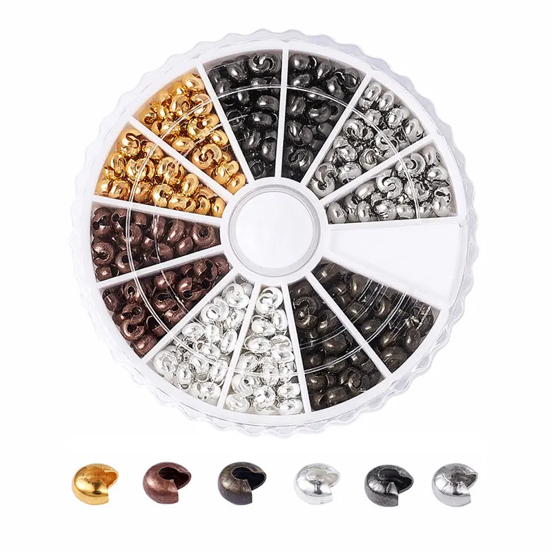 

500pcs Mixed Colors Iron Crimp Beads Covers For DIY Jewelry Accessories Finding Making Necklaces Bracelets Handicrafts Supplies