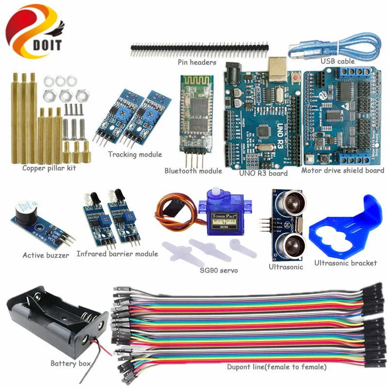 DOIT Bluetooth управление 4WD робот шасси автомобиля с UNO R3 доска + Мотор привод щит