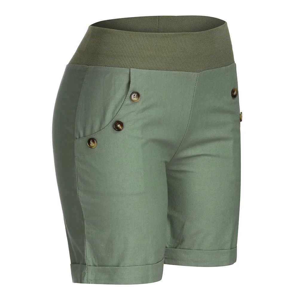 2020 New Fashion Women Sexy Shorts Lady Summer Casual High Waist Short Pants Beach Button Pocket Wide Leg Trousers #4.8 | Женская одежда