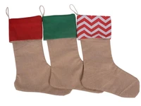 christmas stockings cotton canvas wave stripe sack sock santa claus candy gift bag filler xmas hanging decoration 3045cm 3color