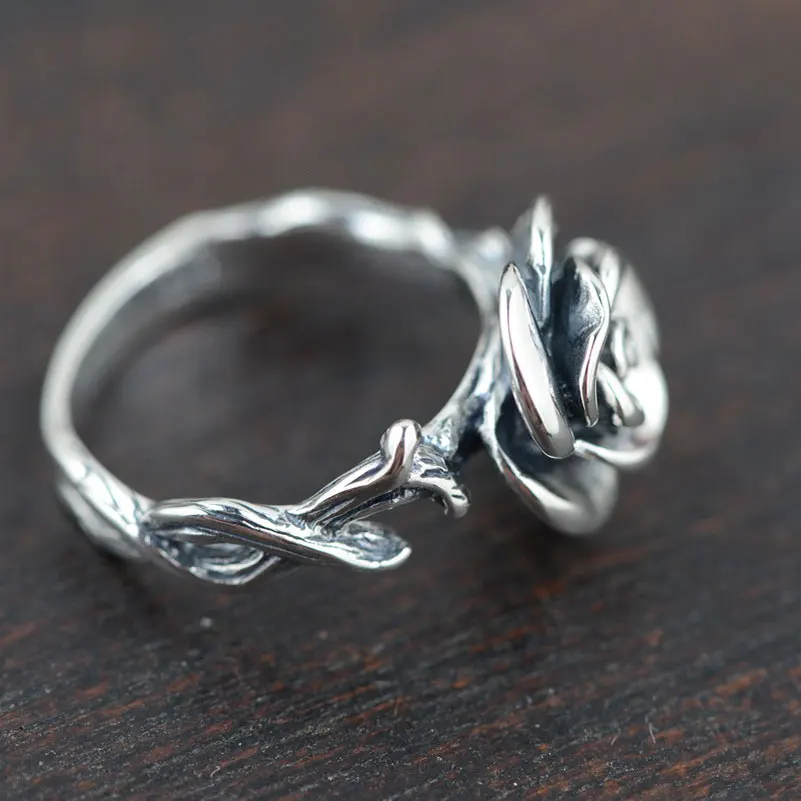 FNJ 925 пробы Серебряное кольцо с розами anillos 100% Настоящее S925 тайское для wo мужчин