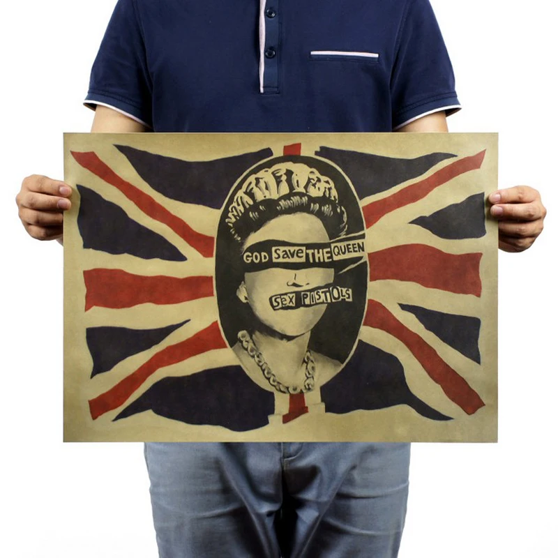 God Save The Queen рок музыки/Винтаж крафт Бумага наклейки на стену Бар Ретро плакат