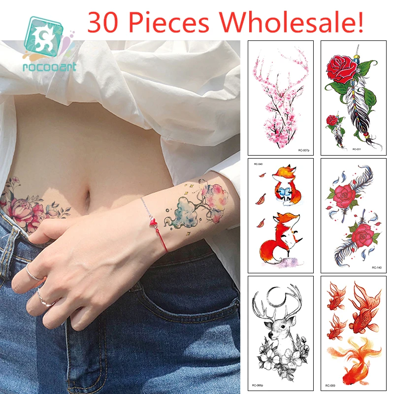 30PCS/lot Wholesale RC Series Small fresh Waterproof Temporary Tattoo Sticker 500 Different Fashion Women Fake Tattoo105x60mm | Красота и