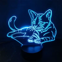 cat 3d christmas gift acrylic led night light touch 7 color changing desk table lamp party decorative light
