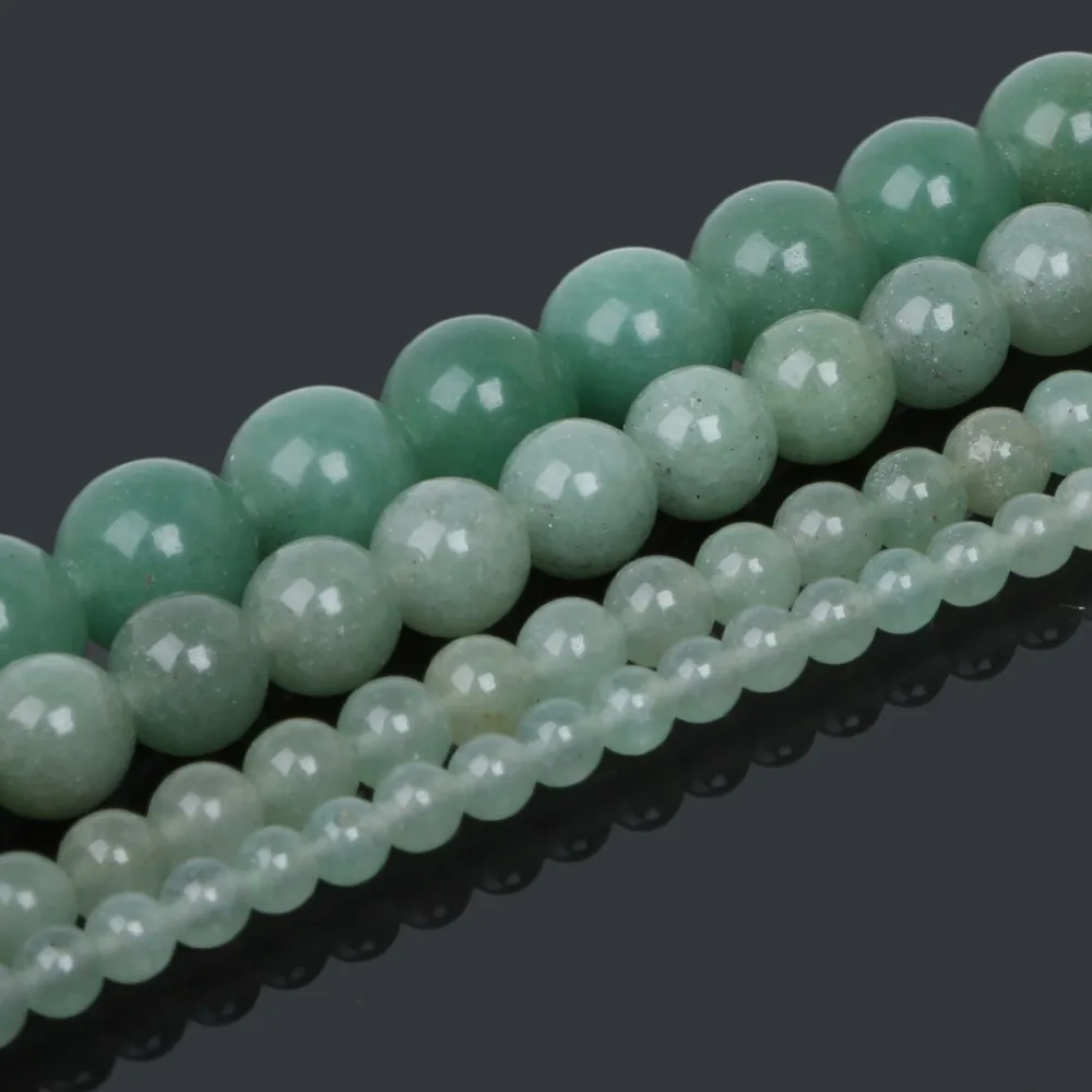 Круглые шарики из натурального камня 4/6/8/10 мм зеленый бисер с Aventurine для серьги