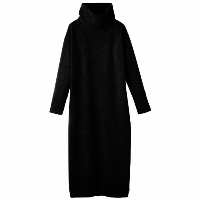 Женское утепленное платье с длинным рукавом длинное размера плюс 5XL 6XL зима осень