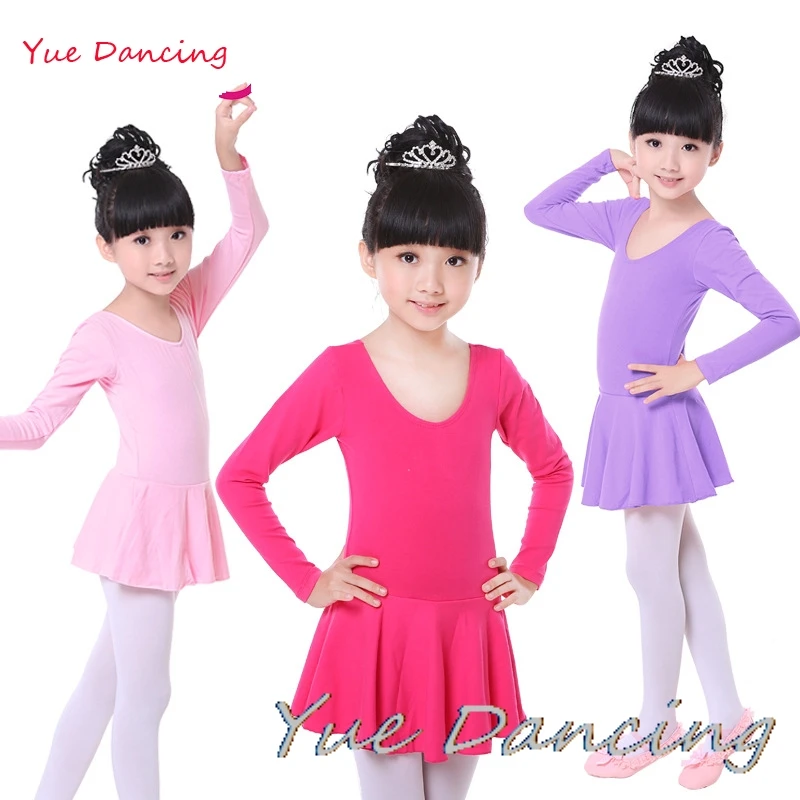 2-15Y Pink/Blue Children Dance Clothes Lycra Cotton Dress For Girls Kids Gymnastics Leotard Ballerina Ballet | Тематическая одежда