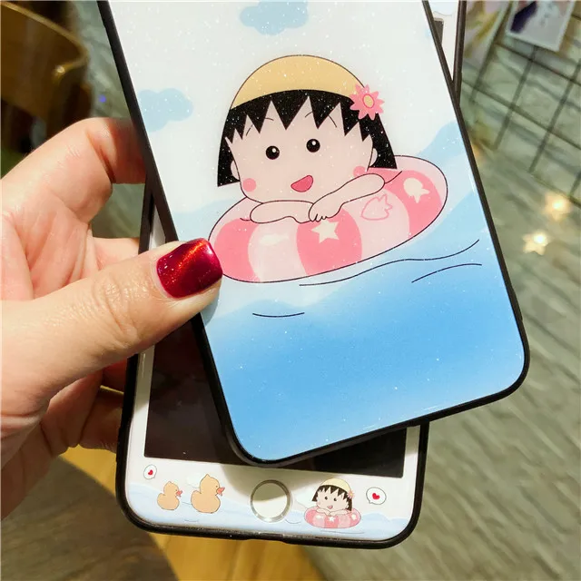 3D Закаленное стекло протектор экрана для iPhone X XS 6 6s 7 8 Plus glass oroll Maruko Кролик шаблон стекло+ ТПУ Жесткий чехол для телефона