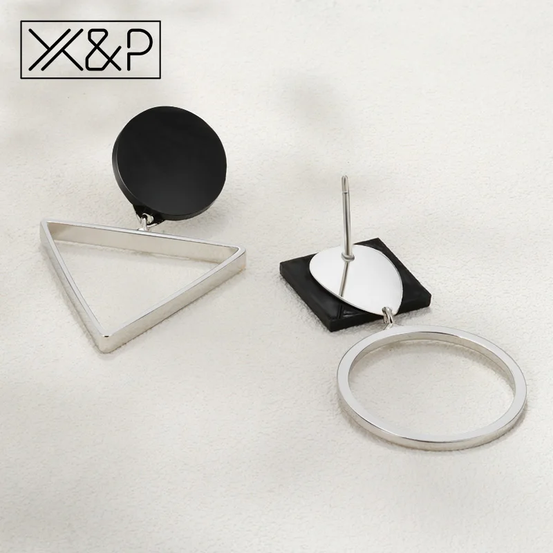 X & P модные роскошные Асимметричные геометрические Серебряные длинные висячие