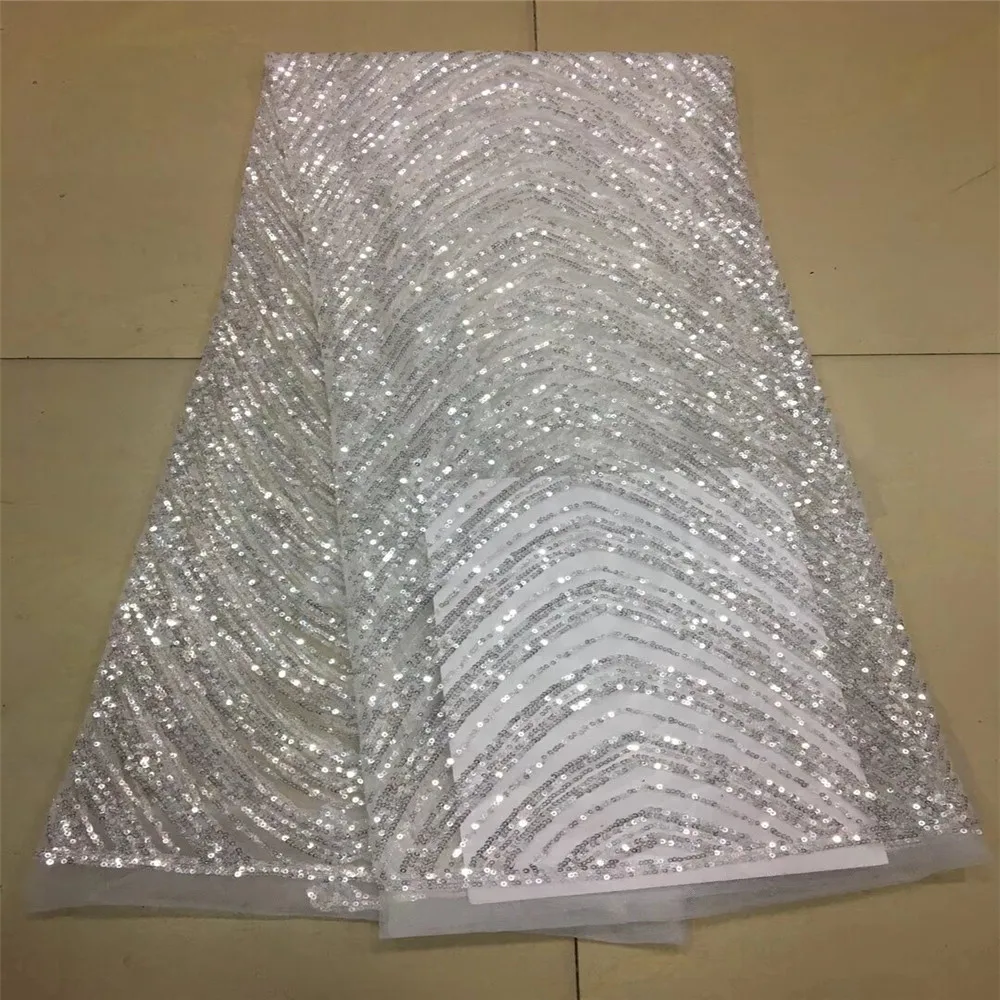 French Lace Fabric High Class African Laces Double Organza With Sequins Embroidery For Sewing Beauty Women Dress HJ260-1 |
