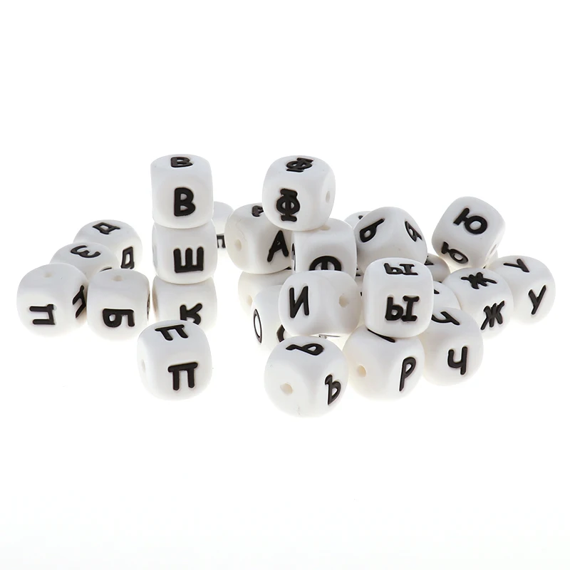 12 мм русский алфавит 10 шт. Силиконовые Детские Прорезыватели для зубов бусы с