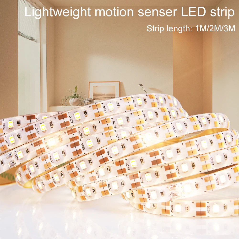 Motion Sensor PIR Flexible Led Light Strip Waterproof Cocina Lamp SMD2835 Fita Closet Hallway Night 5V Battery Power | Лампы и