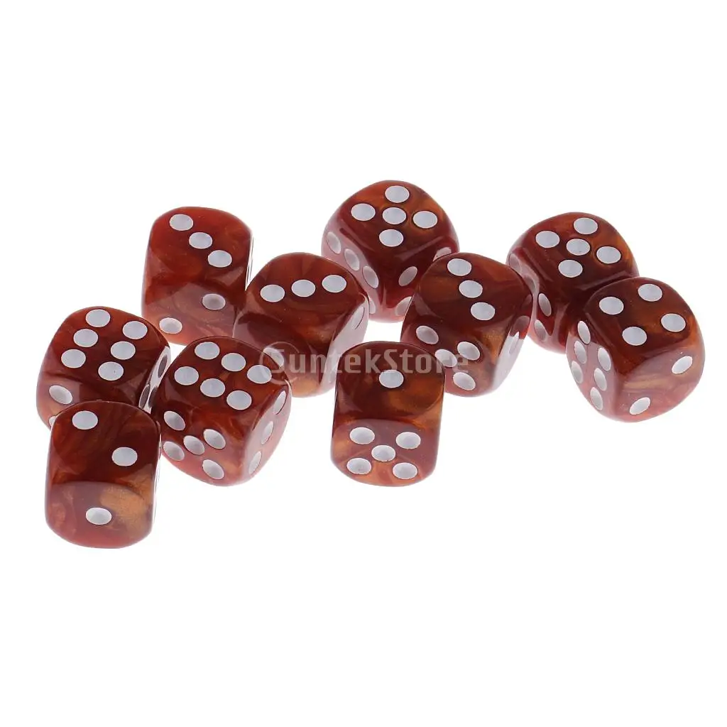 10 Pieces 6-sided Die Pearlized Spot Dice D6 for Party Pub Casino Supplies Table Game Props DIY 1.6cm | Спорт и развлечения