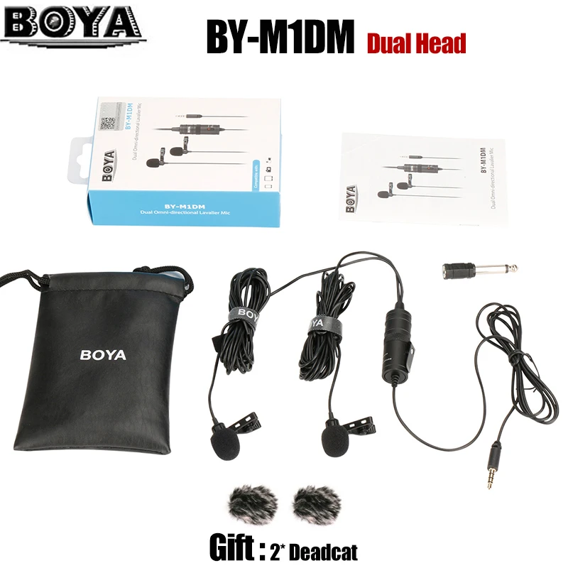 BOYA BY-M1DM Microphone with 6M Cable Dual-Head Lavalier Lapel Clip-on for DSLR Canon Nikon iPhone Camcorders Recording VS BY-M1
BOYA BY-M1DM Microphone with 6M Cable Dual-Head Lavalier Lapel Clip-on for DSLR Canon Nikon iPhone Camcorders Recording VS BY-M1