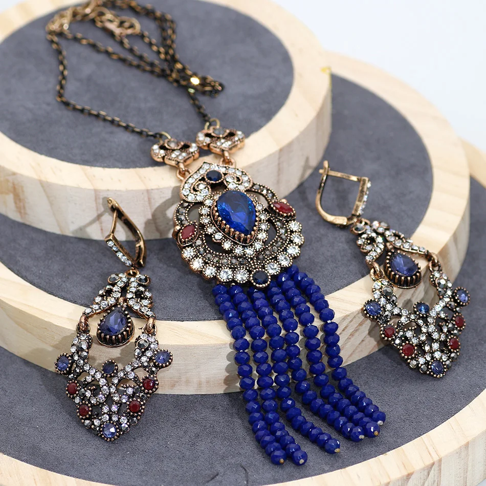 SUNSPICE MS винтажный набор украшений из натурального камня длинные серьги с крючком