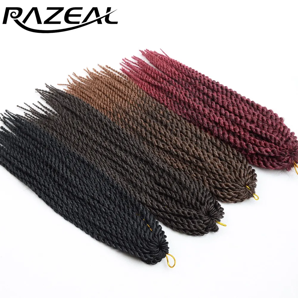 

Razeal 6 piece 30 Strands Crotchet Braids Ombre Braiding Hair Synthetic Extensions Small Senegalese Twist Hair High Temperature