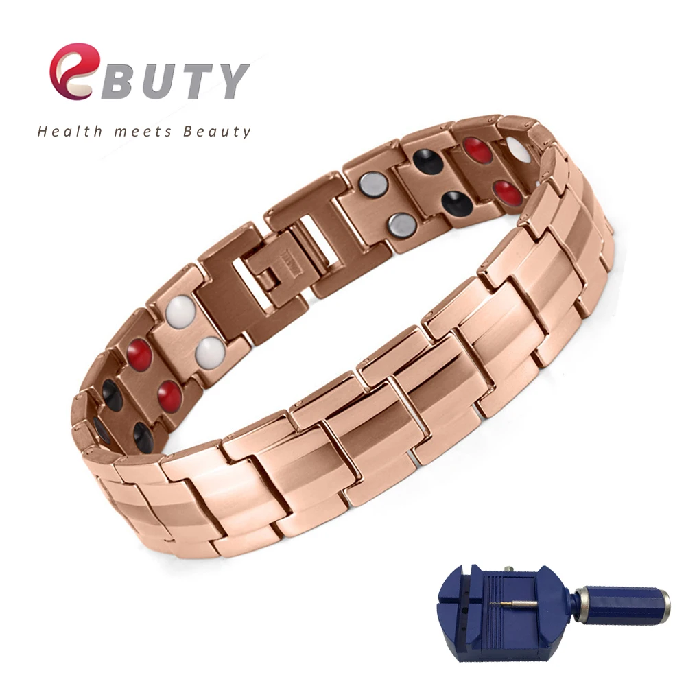 EBUTY Titanium Energy Bracelet Magnet IONS FIR Curling Wristband Rose Gold Female Bracelets Fashion Health with Gift Box