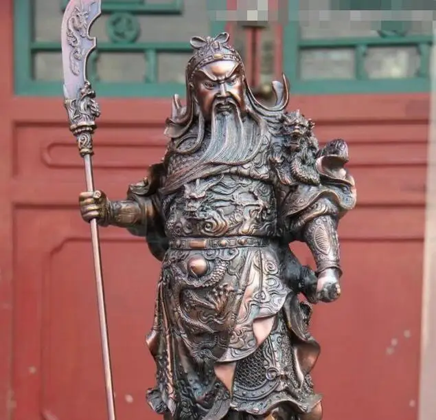 Китай (материк) красная медь бронза девять Дракон Гуань Гун Юй God Warrior статуя