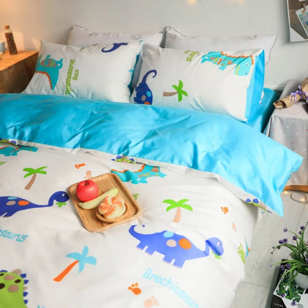 Svetanya Dinosaur Cartoon Bedding Set(flat Sheet Pillowcase Comforter Cover) Cotton Bedlinen Single Queen Full Double Size