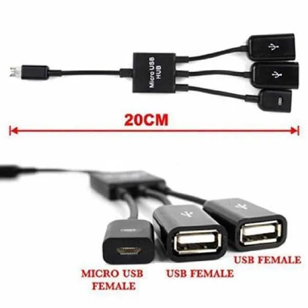 3 в 1 микро usb-хаб папа-мама и двойной USB 2,0 адаптер хоста OTG кабель