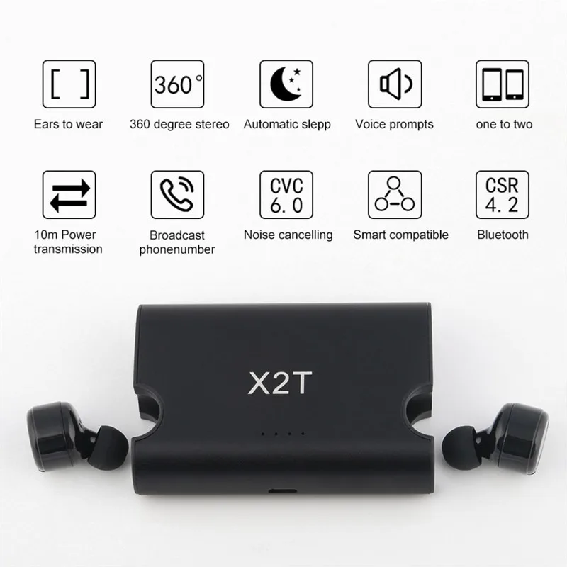 X2T миниатюрные Bluetooth наушники вкладыши беспроводные TWS с микрофоном