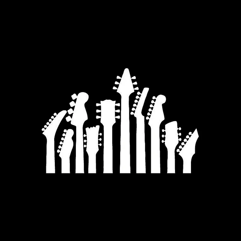 YJZT 14.1CM*9.4CM Music Instrument Guitar Rock Vinly Black/Silver Car Sticker C22-0576 | Автомобили и мотоциклы