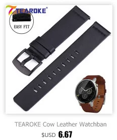 TEAROKE Crazy Horse Leather Watchband for Samsung Gear S2 S3 Classic Dark Brown Smart Watch Replacement Bracelet Band Strap
