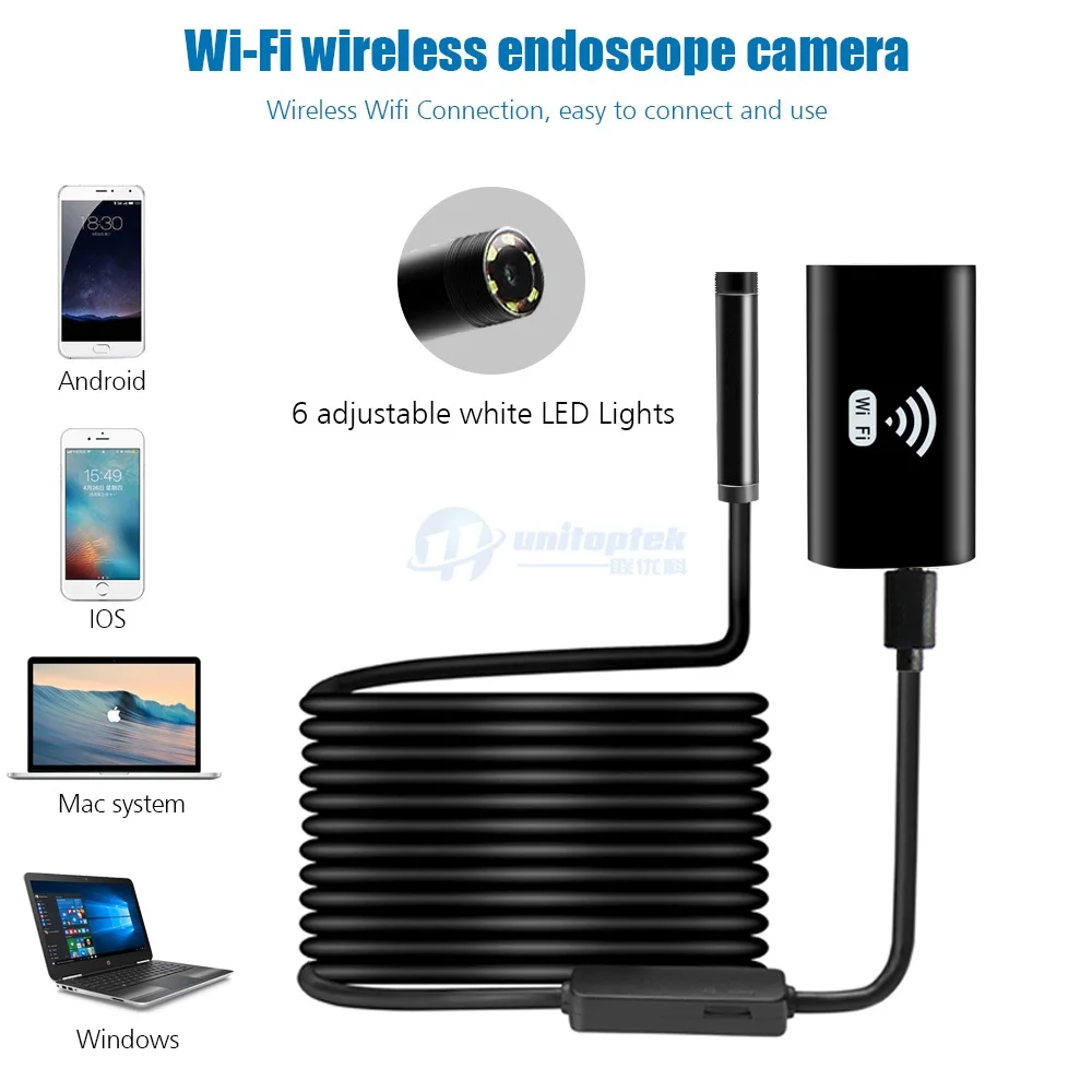 2 м 5 м Жесткая гибкая змея wifi Android эндоскоп камера HD 720P 8 мм 2MP iPhone беспроводной Бороскоп Труба Инспекционная камера Wi-Fi