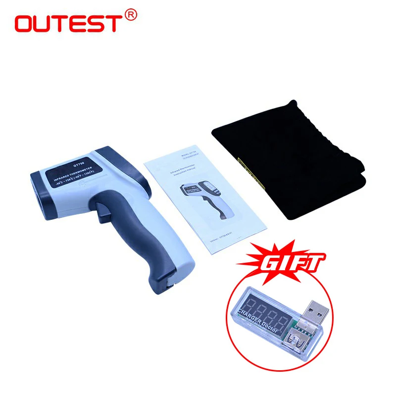 

OUTEST Color Screen Infrared thermometer Non-Contact IR Infrared C/F Selection Surface Temperature Thermometer Pyrometer Imager