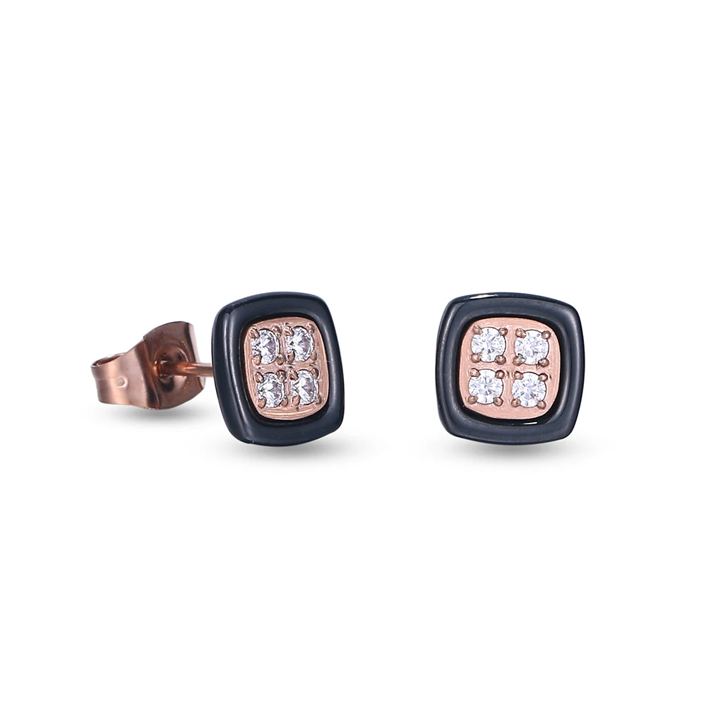 Маленькие керамические серьги 9 мм черные/технические из нержавеющей стали цвета