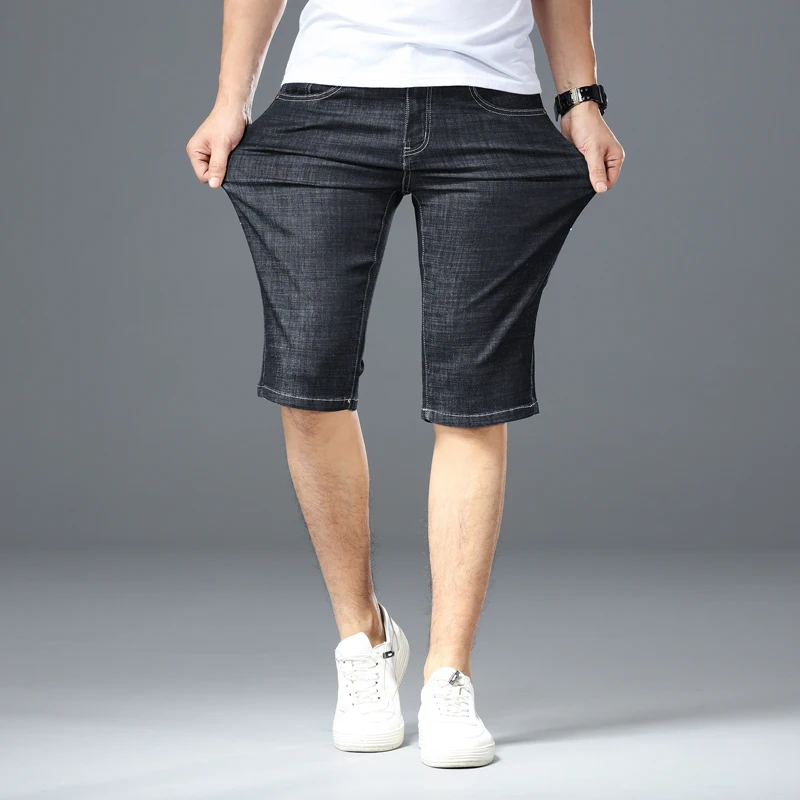 Мужские джинсовые шорты из джинсовой ткани классические повседневные с