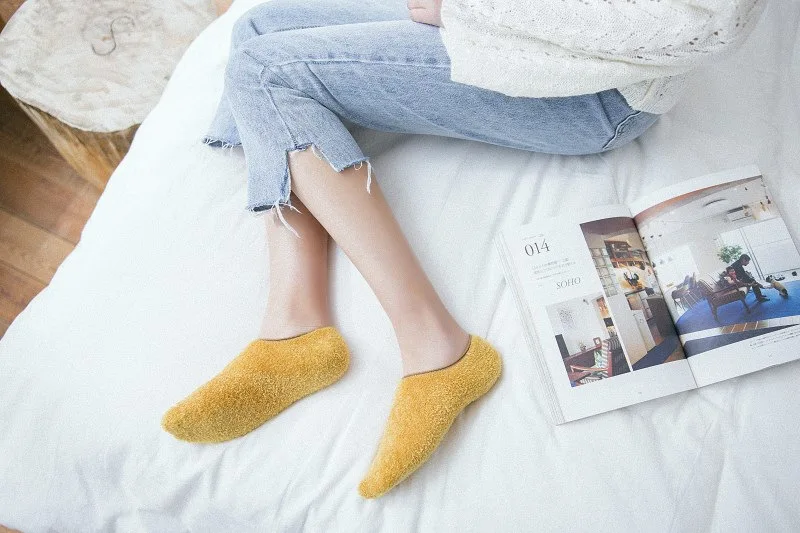 Elastic Home Thick Warm Floor socks Women Soft Fleece Socks Fluffy Winter Breathable Pure Colors Available Sock Slippers 4pairs
