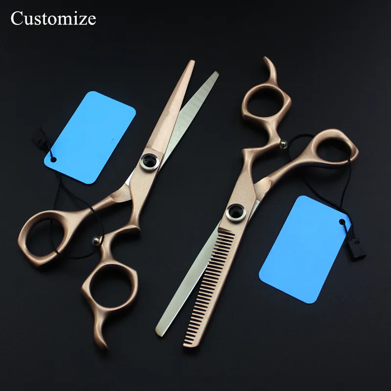 

Customize professional japan 6 inch gold gem cut hair salon scissors cutting barber makas Thinning shears hairdressing scissors