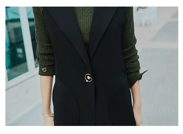 Новинка 2018 модный жилет женская черная куртка с пряжкой Женский блейзер без