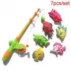 7 шт.компл. детские игрушки для рыбалки, 1 пластиковая удочка и 6 магнитных Рыбок