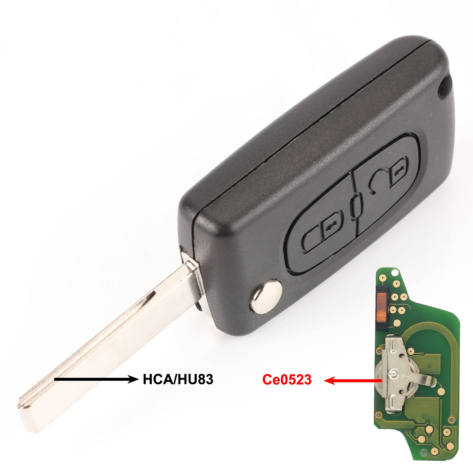 HCA Ce0523 Jingyuqin 434 МГц ASK FSK 2 кнопки дистанционного флип брелок для Citroen C2 C3 C4 C5 C6 C8 Xsara Picasso CE0523 Ce0536 VA2/HCA лезвие - Цвет: HCA Ce0523