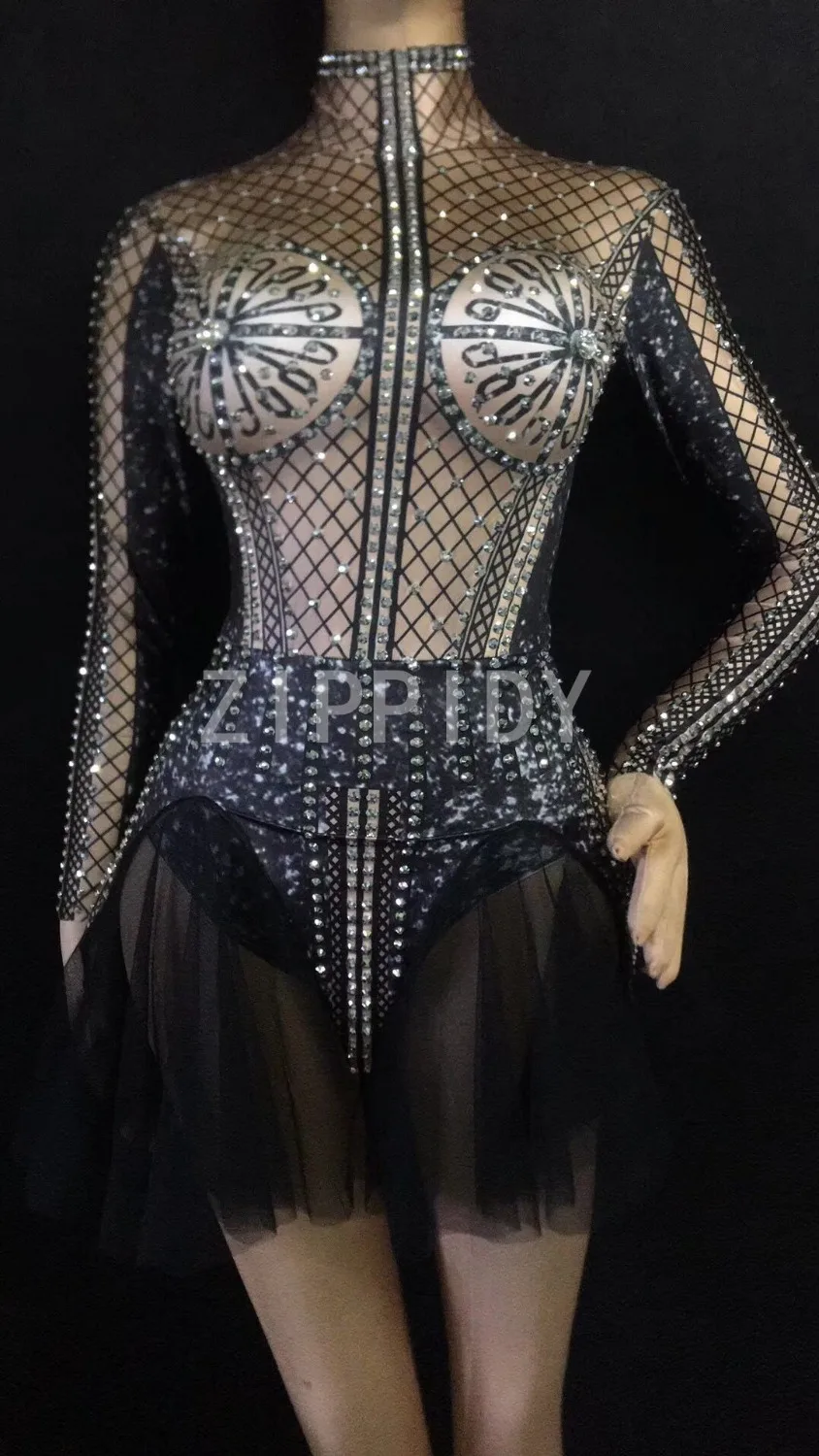 Women's Silver Rhinestones Outfit Bodysuit Summer Glisten Bodysuit Costume Birthday Celebrate Singer Dance Evening Bodysuit