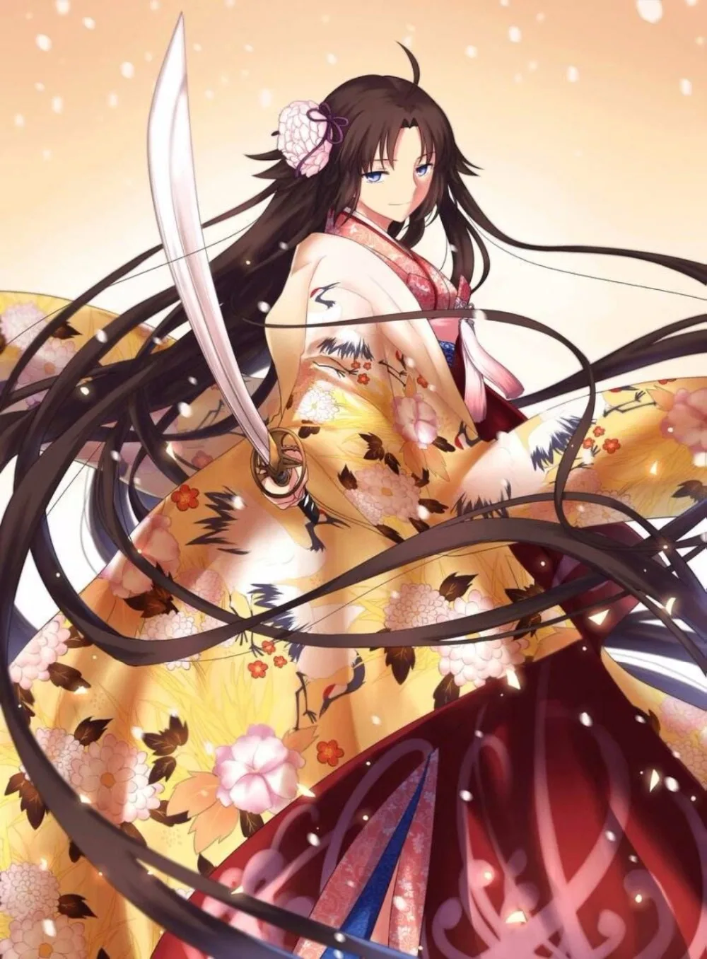 Аниме! Kara no Kyoukai рёги Шики версия 3rd FGO кран цветочное свадебное кимоно платье с