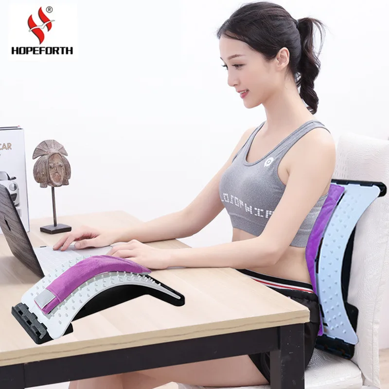 Heating Spine Pain Relief Lumbar Traction Stretching Device Waist Relax Back Massage Acupuncture Chiropractic Relaxation |