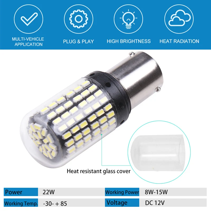 1 шт. T20 светодиодный 7440 W21W W21/5W светильник 3014 144smd CanBus 1156 BA15S P21W BAY15D BAU15S PY21W |