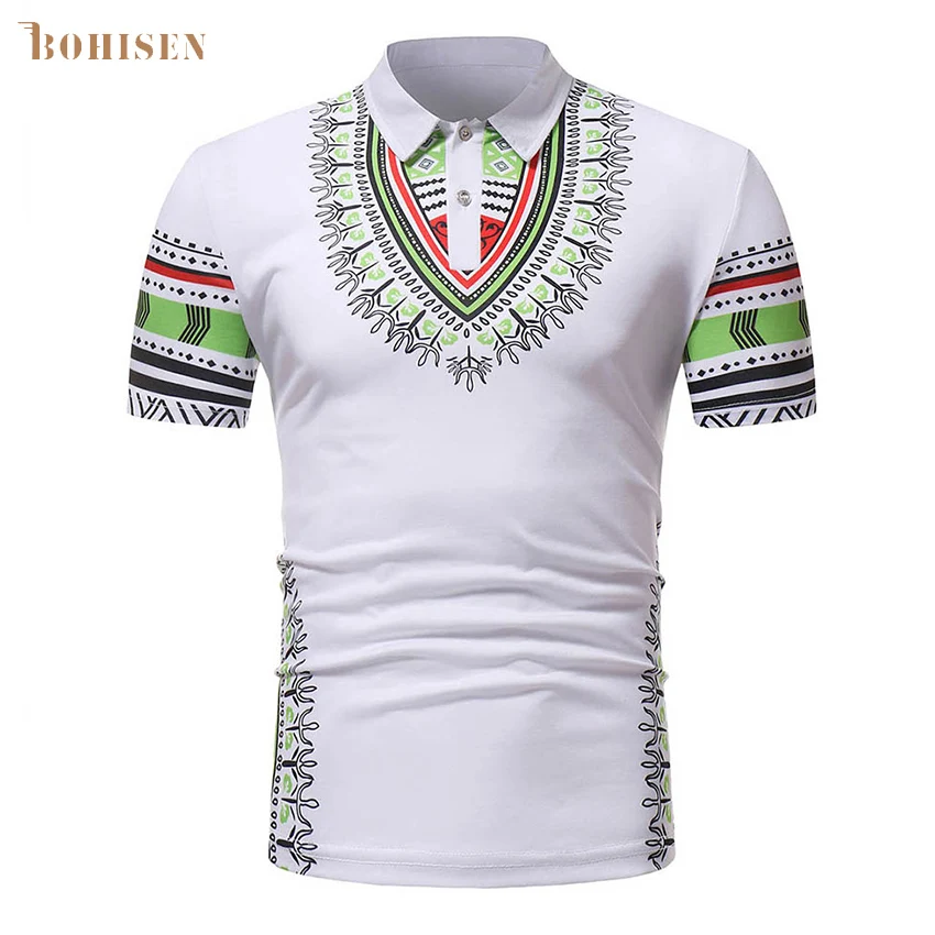 BOHISEN Для мужчин с Африканским принтом одежда в африканском стиле Футболка
