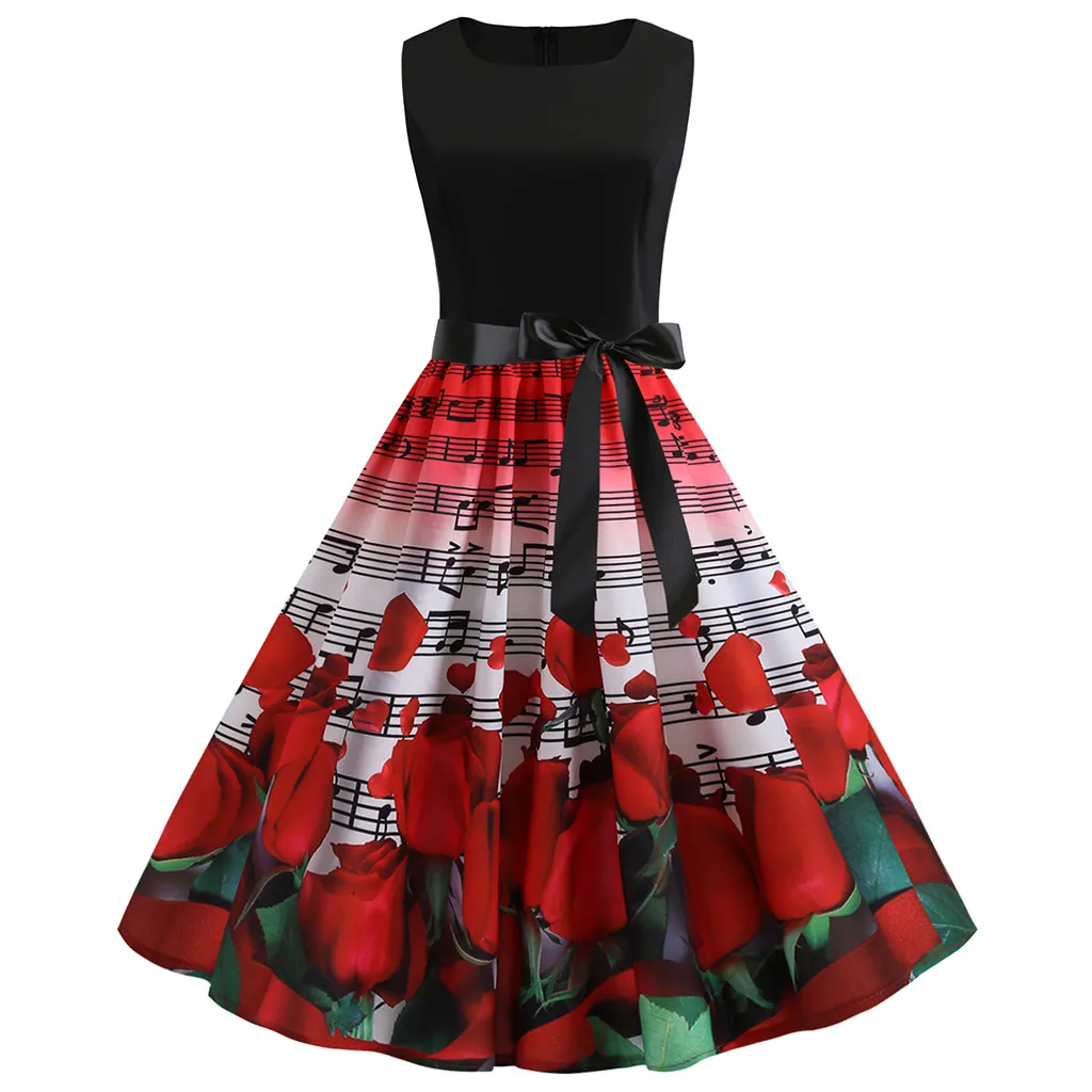 Женские вечерние платья sukienki damskie Vestidos De Fiesta Ретро стиль 1950 s без рукавов с круглым