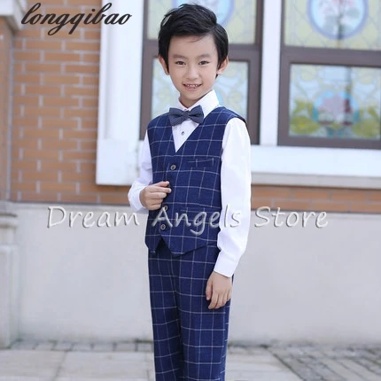 Лидер продаж 2017 синий Блейзер наивысшего качества для мальчиков 5 шт./компл.