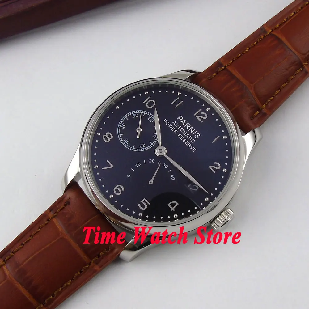 Мужские часы Parnis автоматические водонепроницаемые с черным циферблатом