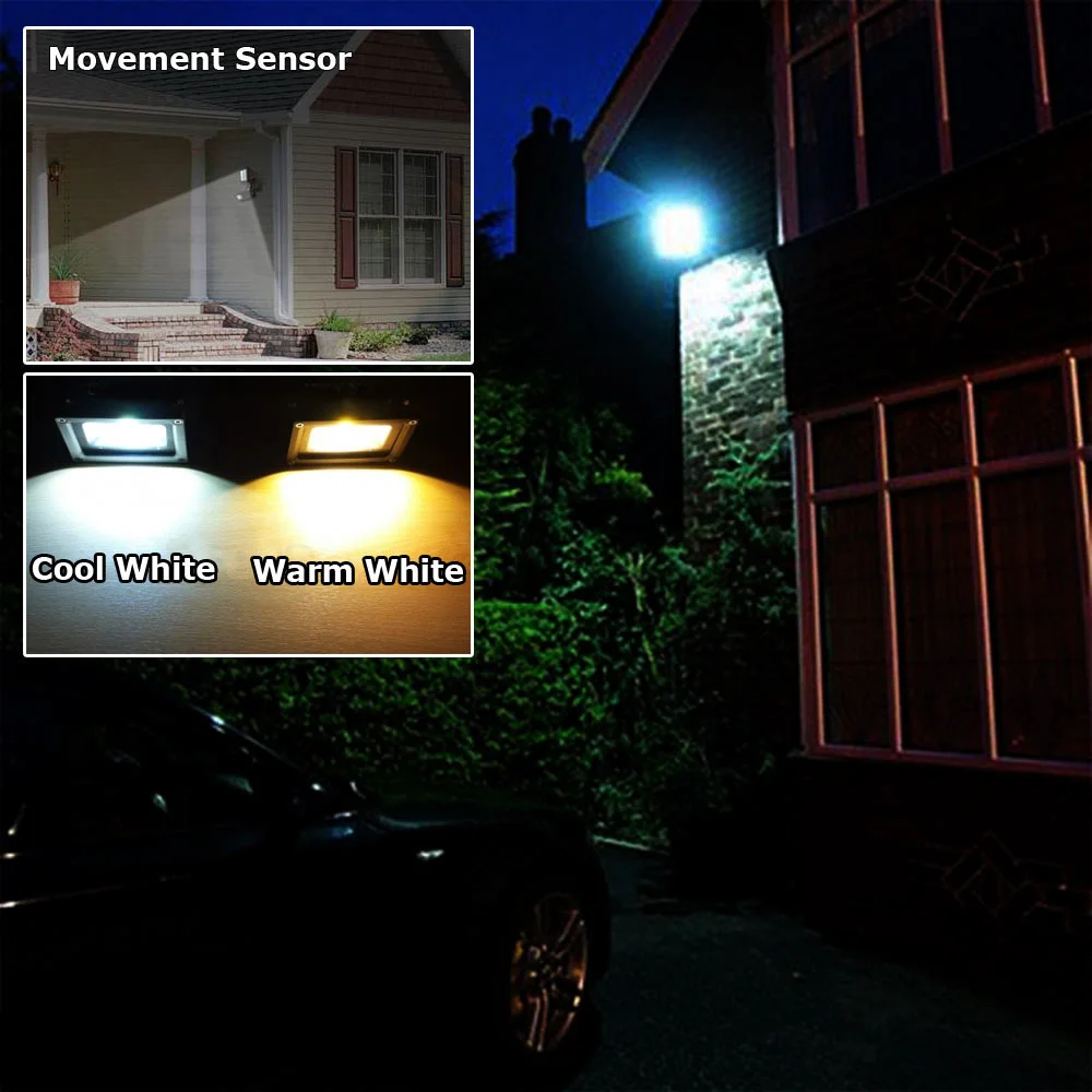 Светодиодный светильник-прожектор для улицы 10 Вт, 20 Вт, 30 Вт, 50 Вт, 110 В, 220 В, светодиодный светильник-прожектор, светильник с датчиком движения, отражатель IP65, водонепроницаемая настенная лампа
