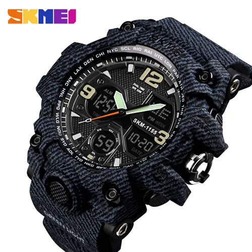 cowboy black SKMEI стильные мужские часы, спортивные часы с двойным дисплеем, мужские часы, спортивные часы, люксовый бренд, светодиодный, военные, водонепроницаемые мужские наручные часы - Цвет: cowboy black