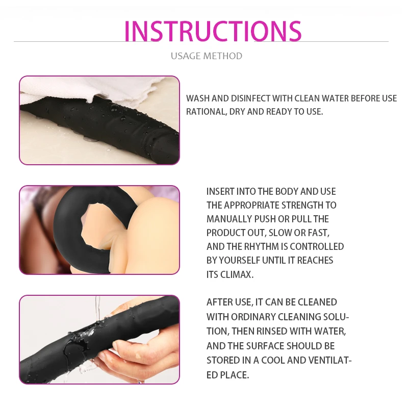 U-образный двойной фаллоимитатор Силиконовый водонепроницаемый вагинальный