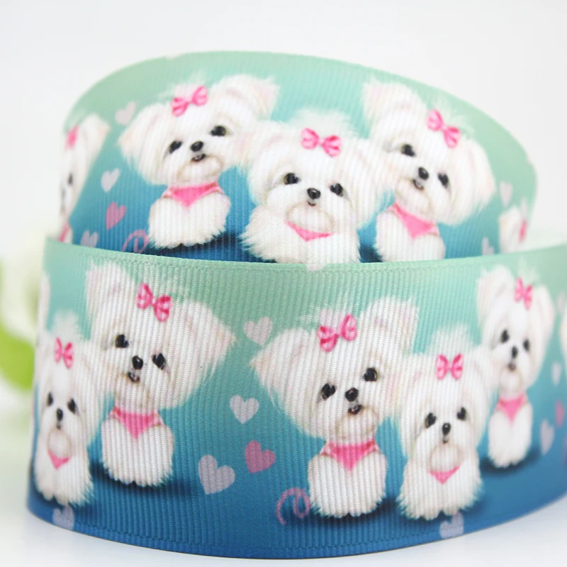 

Free shipping cartoon animal decor ribbons pupy dog printed grosgrain ribbon 50 yards handmade fabric gift packing tape