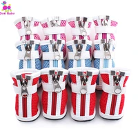 dogbaby dog shoes mesh surface breathable pet shoes cotton cloth zipper design dogs shoes spring summer cool shoes for teddy