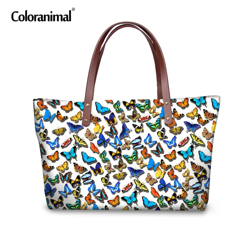 Coloranimal с принтом бабочки Повседневная сумка большой вместимости женские вместительные женские сумки сумка на плечо Женская Повседневная сумка для покупок - Цвет: CC3285AL